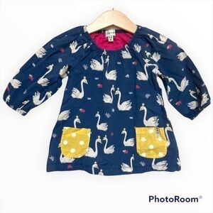 Lilly & Sid crowned swan‎ print tunic tee 6-12mo navy